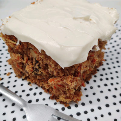 Photo of carrot cake and cream cheese frosting
